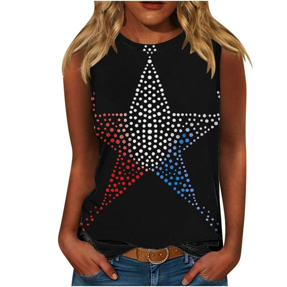 VerPetridure Womens American Flag Tank Tops Patriotic Shirts for Women 4th of July Tanks Top Loose Fit Summer Ring Tees Top