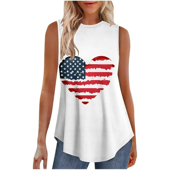 VerPetridure Womens American Flag Tank Tops Patriotic Shirts for Women 4th of July Tanks Top Loose Fit Summer Ring Tees Top
