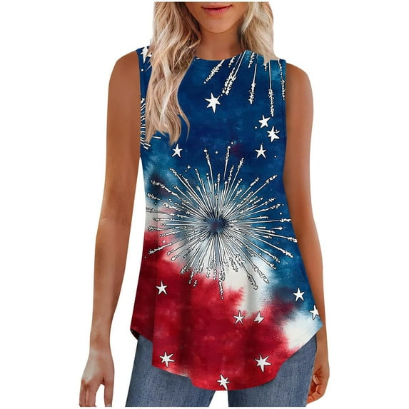 VerPetridure Womens American Flag Tank Tops Patriotic Shirts for Women 4th of July Tanks Top Loose Fit Summer Ring Tees Top