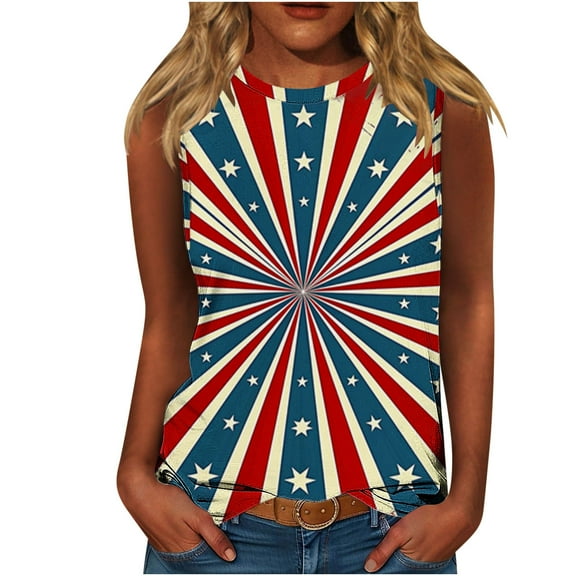 VerPetridure Womens American Flag Tank Tops Patriotic Shirts for Women 4th of July Tanks Top Loose Fit Summer Ring Tees Top