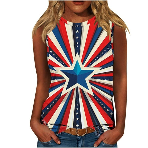 VerPetridure Womens American Flag Tank Tops Patriotic Shirts for Women 4th of July Tanks Top Loose Fit Summer Ring Tees Top