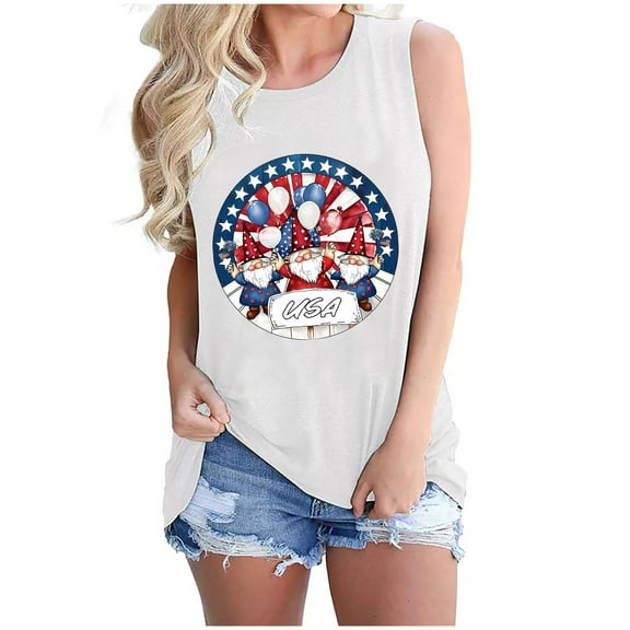 VerPetridure Womens American Flag Tank Tops Patriotic Shirts for Women 4th of July Tanks Top Loose Fit Summer Ring Tees Top