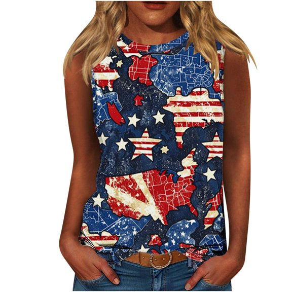 VerPetridure Womens American Flag Tank Tops Patriotic Shirts for Women 4th of July Tanks Top Loose Fit Summer Ring Tees Top