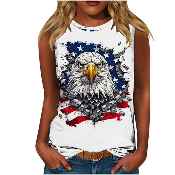 VerPetridure Womens American Flag Tank Tops Patriotic Shirts for Women 4th of July Tanks Top Loose Fit Summer Ring Tees Top