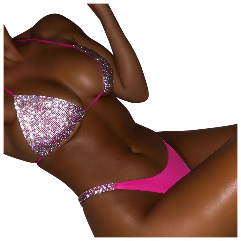 Womens Bikini Sets High Waisted Thong Two Piece Swimsuits Tummy Control Solid Bathing Suits for Women Push Up Brazilian Swimwear Beachwear Swimsuit