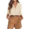 thumbnail image 1 of VerPetridure Womens Button Down Shirts Striped Shirt Long Sleeve Casual Collared Office Work Loose Fit Blouses Tops Pocket, 1 of 9