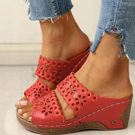 VerPetridure Womens Platform Wedge Sandals Espadrilles Hollow Roman Open Toe Slip On Summer Mule High Heels