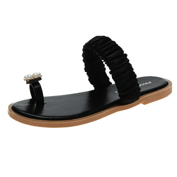 VerPetridure Womens Sandals Casual Summer Women's Sandals Flip Flops Beach Slippers Summer Pearl Pinch Toe Flat Shoes