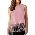 thumbnail image 1 of VerPetridure Womens Sparkly Fringe Tank Tops Dressy Sleeveless Crewneck Tassel Sequin Tshirt Casual Glitter Party Cami Outfits, 1 of 9