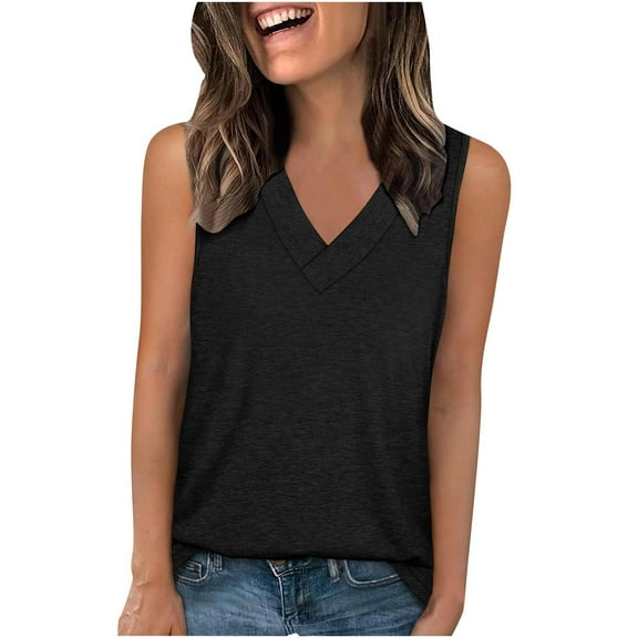 VerPetridure Womens Tank Tops Summer Deep V Neck Loose Fit Flowy Sleeveless Shirt
