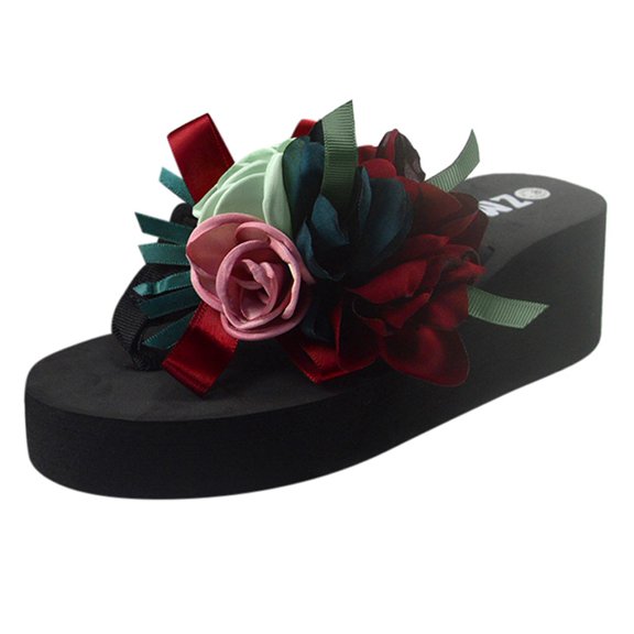 VerPetridure Womens Wedge Sandals Women Flowers Beach Breathable Sandals Home Slipper Flip-Flops Wedges Shoes