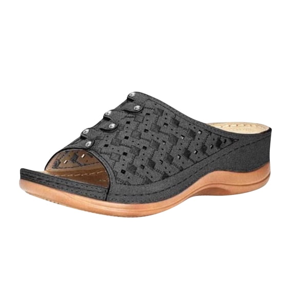 VerPetridure Womens Wedge Sandals Women's Retro Light Breathable Hollow Open Toe Thick Bottom Casual Sandals Slippers