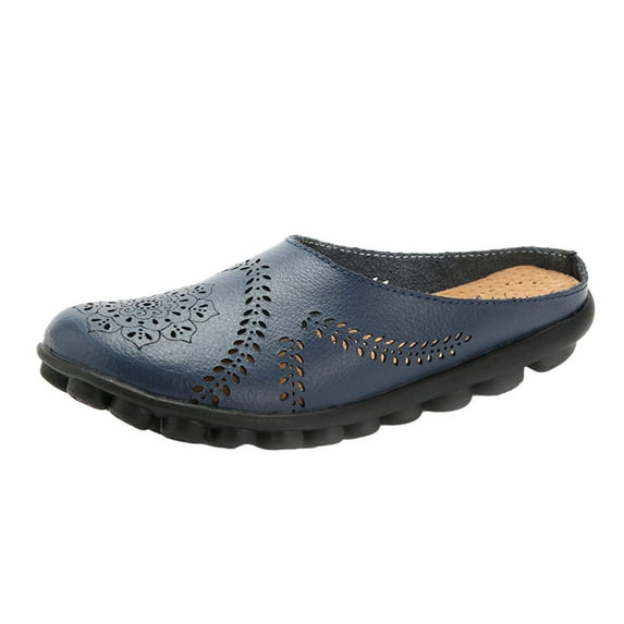 VerPetridure Women's Sandals Summer Casual Shoes Solid Color Retro Hollow Out Carved Flat Heel Comfortable Casual Sandals