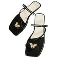 thumbnail image 1 of VerPetridure Womens Wedge Sandals Womens Fashion Square Toe Butterfly Decorate Rhinestone Flat Sandals, 1 of 5