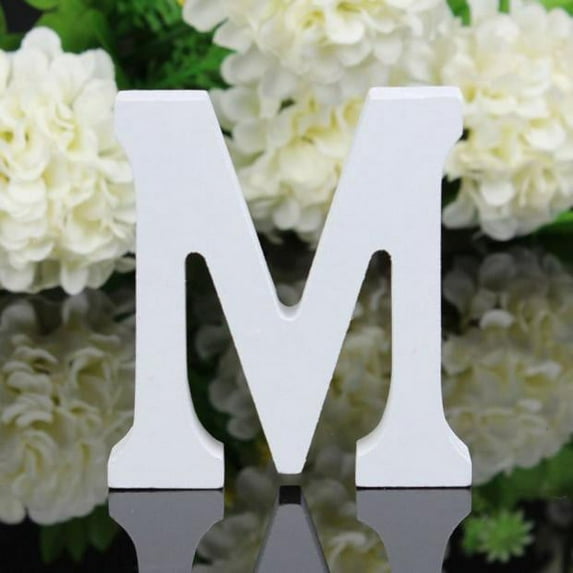 VerPetridure Wooden Letter Ornament M Wood Wooden Letters White Alphabet Wedding Birthday Party Home Decorations M