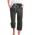thumbnail image 1 of Utoimkio Yoga Pants Capri for Women Plus Size Fashion Womens Casual Floral Printing Elastic Loose Pants Straight Wide Leg Trousers With Pocket, 1 of 3
