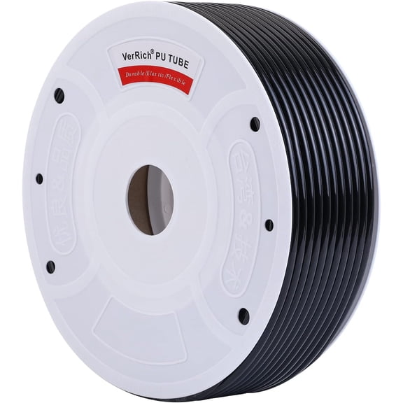 VerRich Pneumatic Tubing Pipe Pu Hose,Black 8mm OD x 5mm ID 100 Meters(328 FT) PU Air Hose Line Tube for Air Compressor Transfer