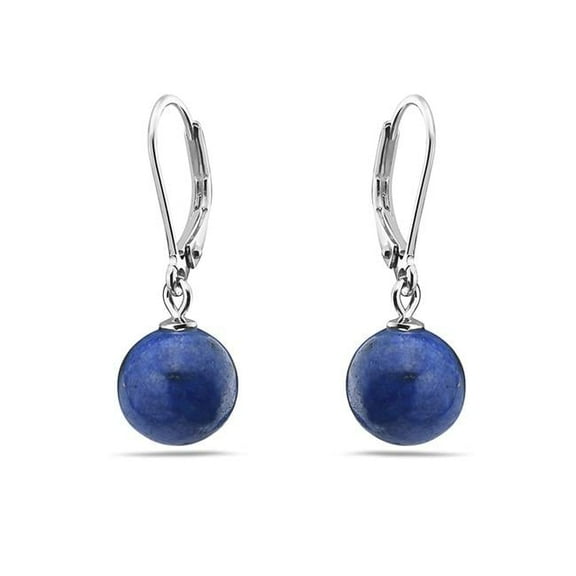 Vera 2S-4897LP-10 Sterling Silver Genuine Lapis Lazuli Bead Dangle Earring