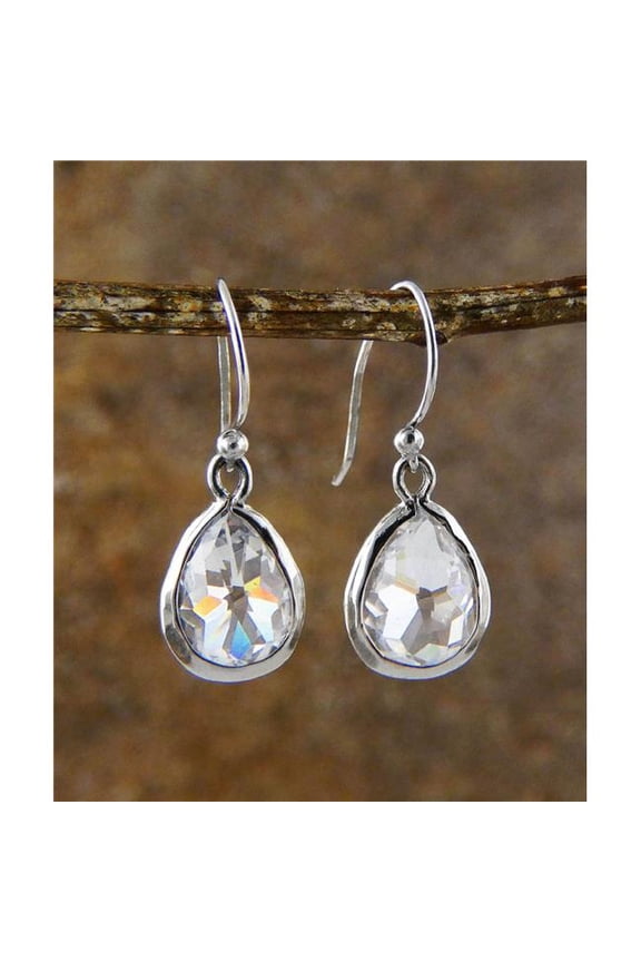 2S-5237CL-1 Sterling Silver Tear Drop CZ Earring