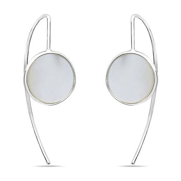Vera 2S-7059M-S Sterling Silver Arch Earring with Round Mother of Pearl Drop