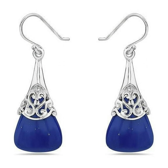 Vera 2S-7125LP Sterling Silver Triangle Genuine Lapis Drop Filifree Earring