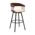 thumbnail image 1 of Vera 31 Inch Swivel Barstool Chair - Curved Open Back - Walnut Brown - Cream, 1 of 4