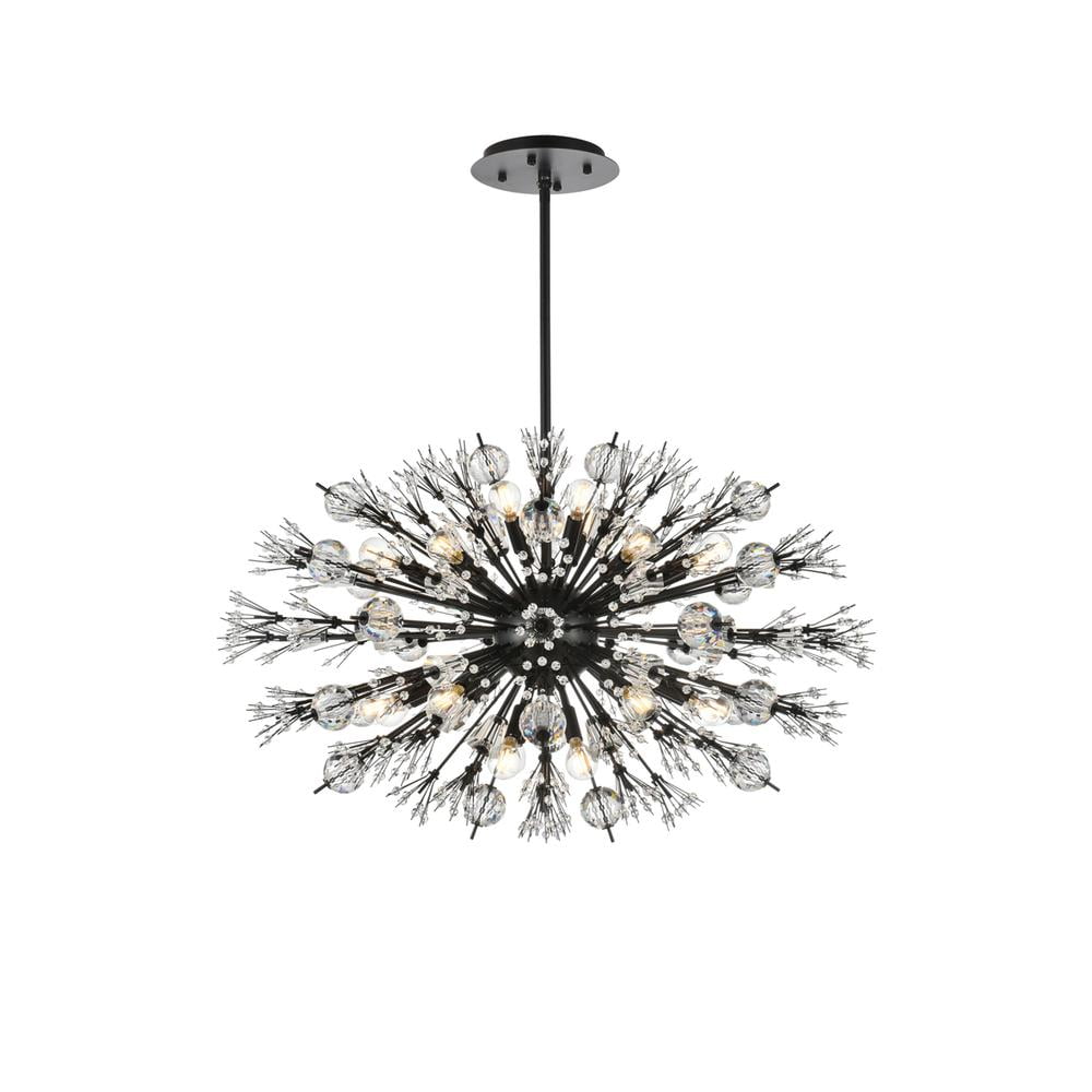Vera 24-Light Black Crystal Starburst Pendant