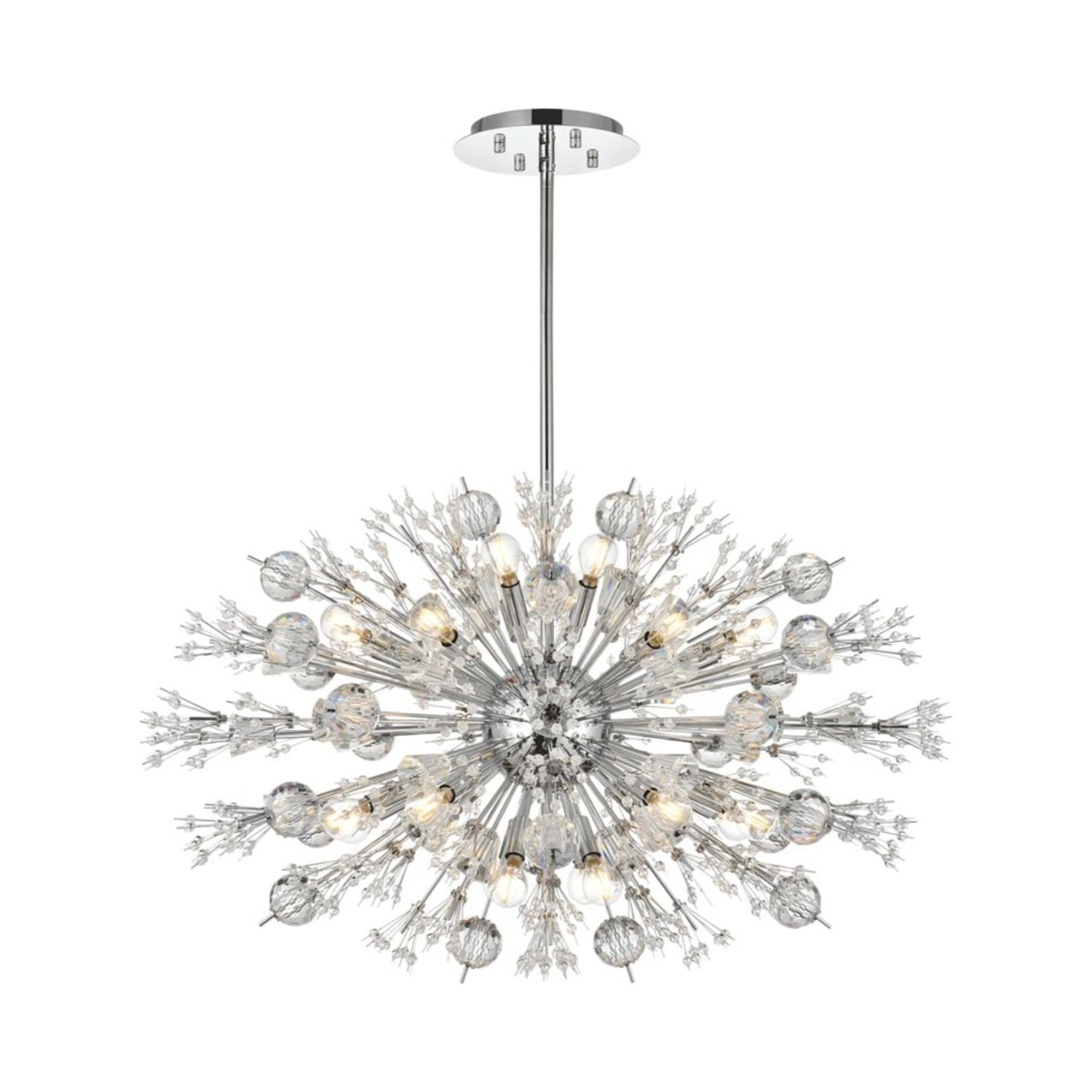 Vera 24-Light Chrome Crystal Starburst Pendant
