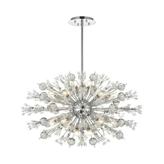 Vera 36 inch crystal starburst oval pendant in chrome