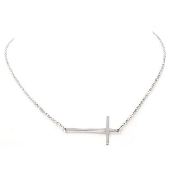 Vera 5S-958 Sterling Silver Cross Sideway Necklace