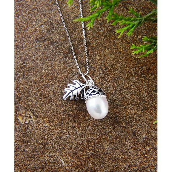 Vera 6S-5033FP Sterling Silver Mother of Pearl Acron Necklace Charm