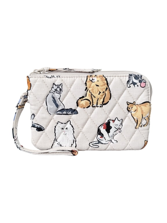 Cotton Essential Zip Wristlet Pouch Wallet A Cat's Life