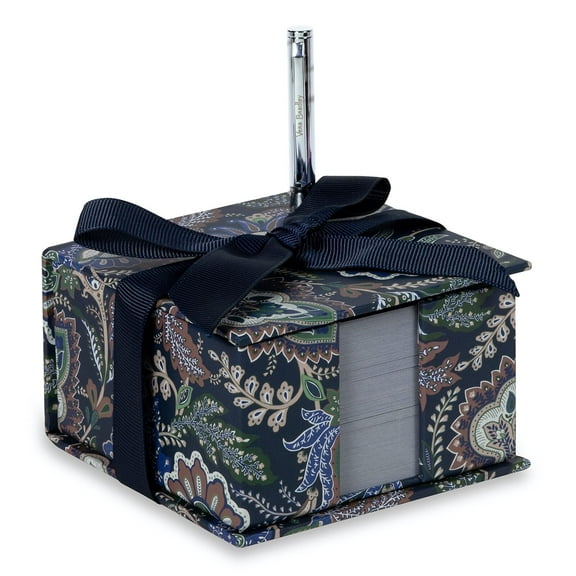 Vera Bradley Note Cube with 400 Blank Sheets and Black Ink Pen Cute Paper Hol...