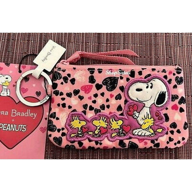 Vera Bradley Peanuts Zip ID Coin Purse Key Ring Love You Snoopy