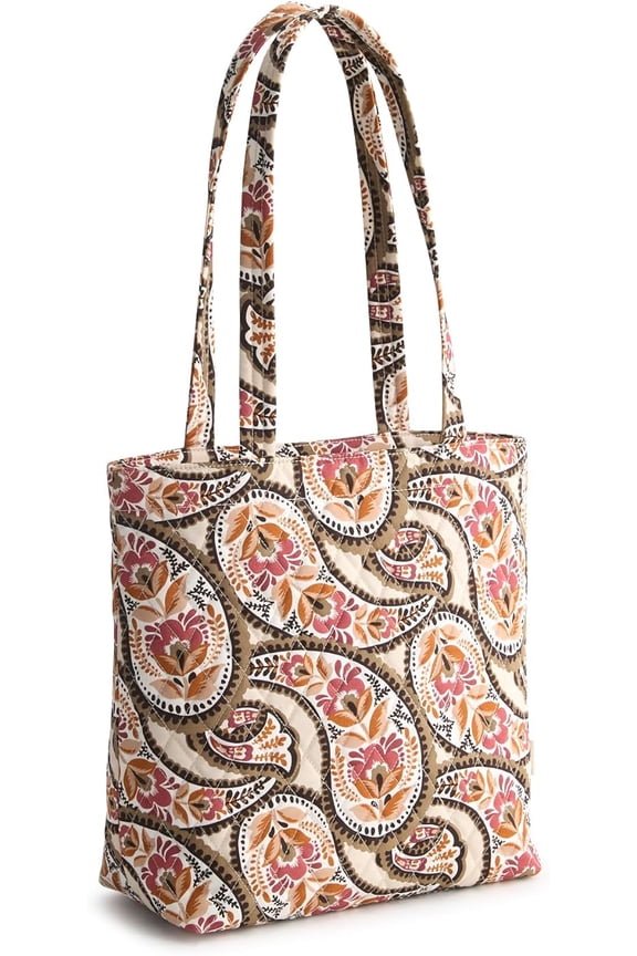 Premium Cotton Small Original Zip Tote Bag, Blooming Paisley