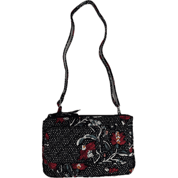 Vera Bradley Women's Cotton Perennials Noir Dot Wallet Crossbody, Black