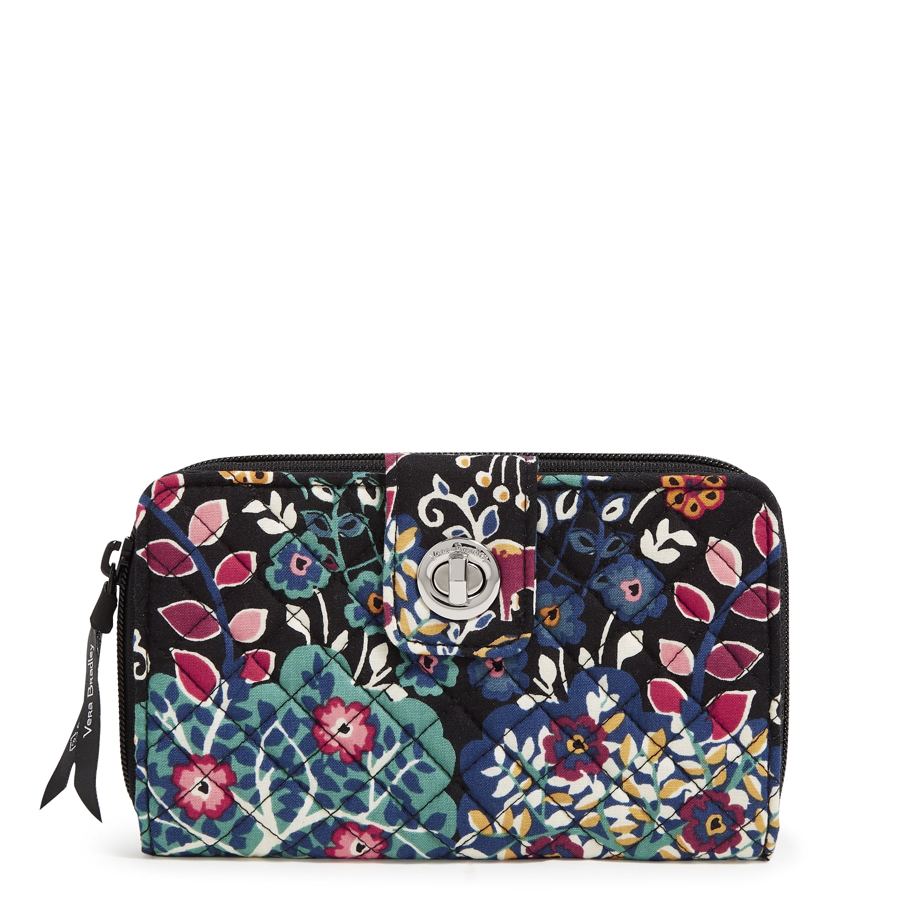 Vera Bradley RFID Women's Cotton Turnlock Wallet, Enchantment - Walmart.com