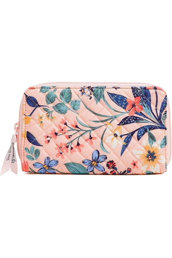 Women's Cotton Deluxe Travel Wallet with RFID Protection in Paradise Coral