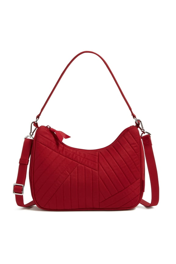 Women's Cotton Frannie Crescent Crossbody Bag Cardinal Red