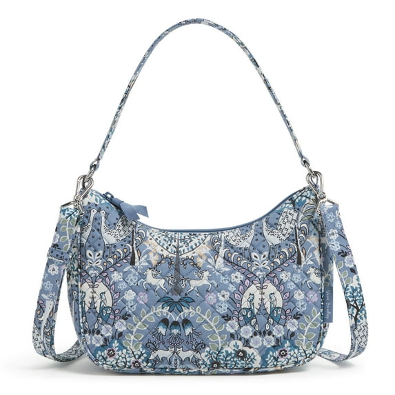 Vera Bradley Women's Cotton Frannie Crescent Crossbody Bag Enchantment Blue