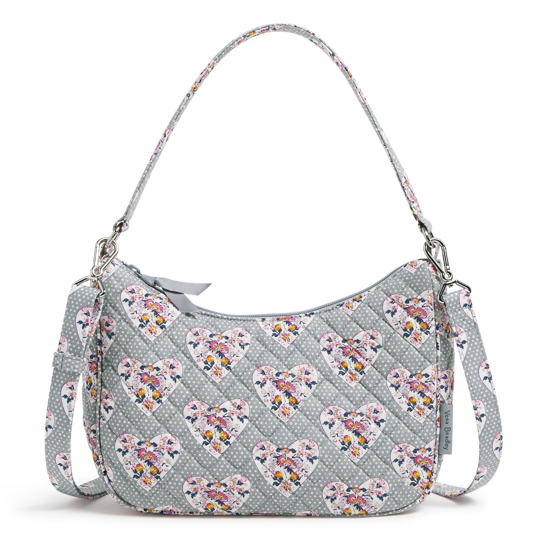 Vera Bradley Women's Cotton Frannie Crescent Crossbody Bag Mon Amour Gray