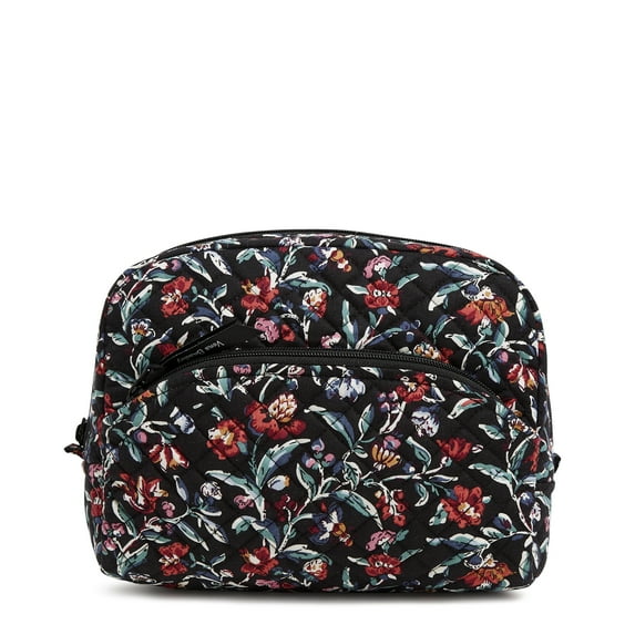 Vera Bradley Women's Cotton Large Cosmetic Bag Perennials Noir