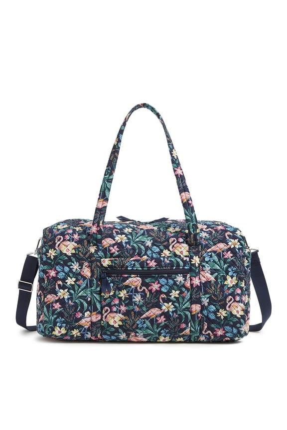 Women's Cotton Large Travel Duffel Bag Flamingo Garden
