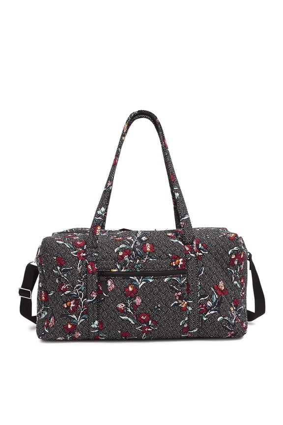 Women's Cotton Large Travel Duffel Bag Perennials Noir Dot