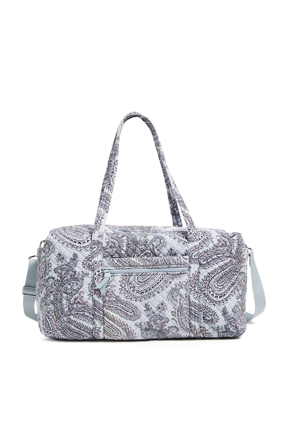 Women's Cotton Large Travel Duffel Bag Soft Sky Paisley
