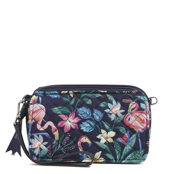 Vera Bradley Women's Cotton RFID All in One Crossbody Bag Flamingo Garden
