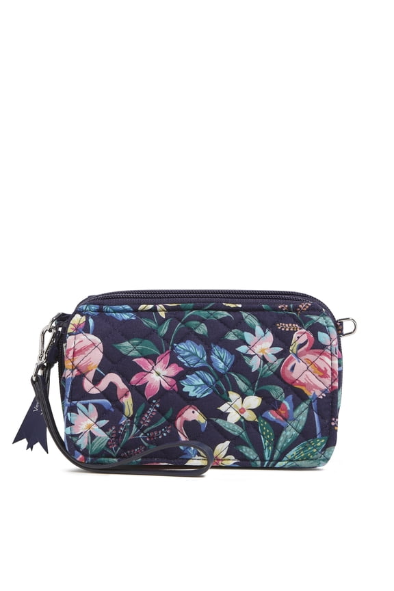 Women's Cotton RFID All in One Crossbody Bag Flamingo Garden