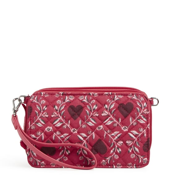Vera Bradley Women's Cotton RFID All in One Crossbody Bag Imperial Hearts Red