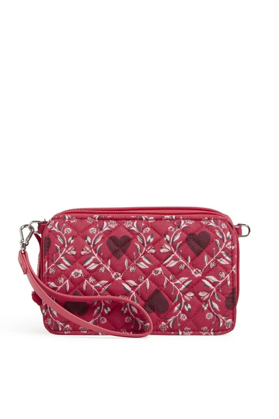Women's Cotton RFID All in One Crossbody Bag Imperial Hearts Red
