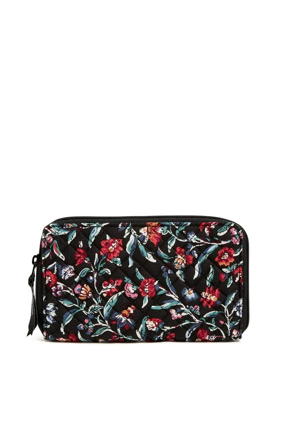 Women's Cotton RFID Deluxe Travel Wallet in Perennials Noir